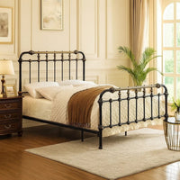 Classic Metal Twin Bed with gold accents, Black  - BM131757