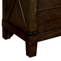 Three Drawer Nightstand with Metal Handle And Crossed Planked Side Panels, Brown - FOA-CM7734N