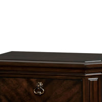 Two Drawer Solid Wood Nightstand with Clipped Corner, Espresso Brown - FOA-CM7751N