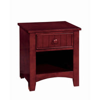 Wooden Night Stand With One Drawer And Open Shelf In Cherry Brown