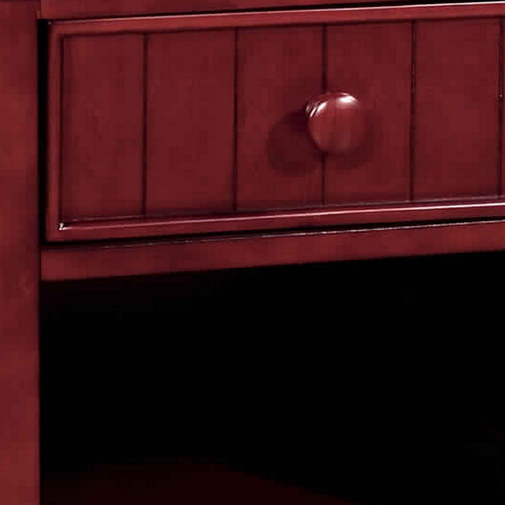 Wooden Night Stand With One Drawer And Open Shelf In Cherry Brown