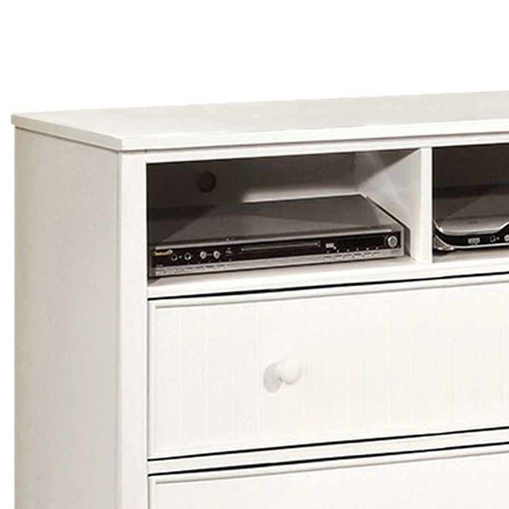 Contemporary Style Wooden Media Chest, White - FOA-CM7905WH-TV