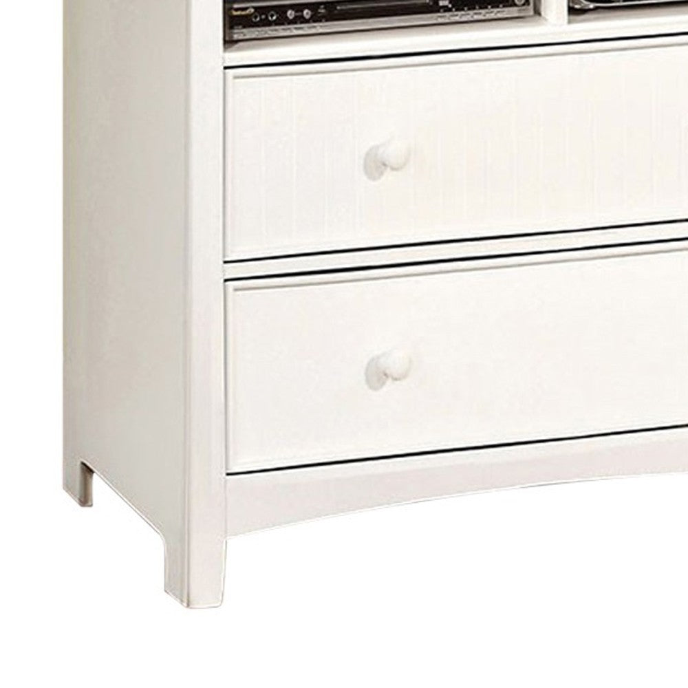 Contemporary Style Wooden Media Chest, White - FOA-CM7905WH-TV