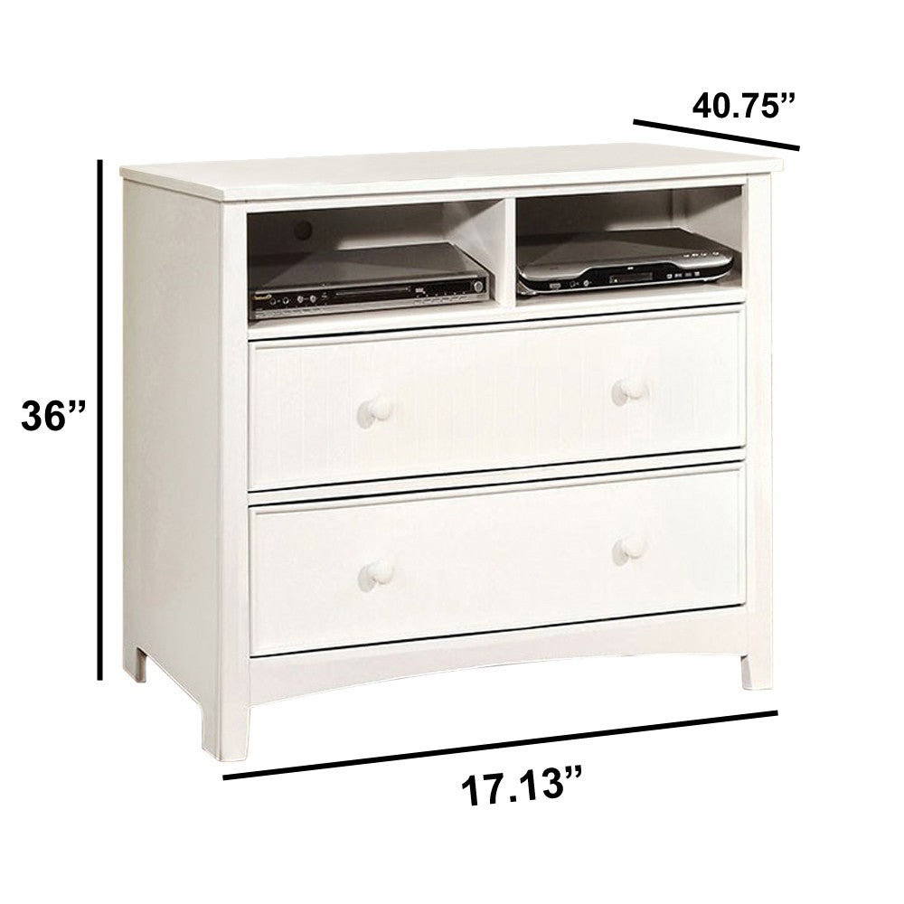 Contemporary Style Wooden Media Chest, White - FOA-CM7905WH-TV
