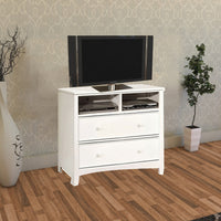 Contemporary Style Wooden Media Chest, White - FOA-CM7905WH-TV