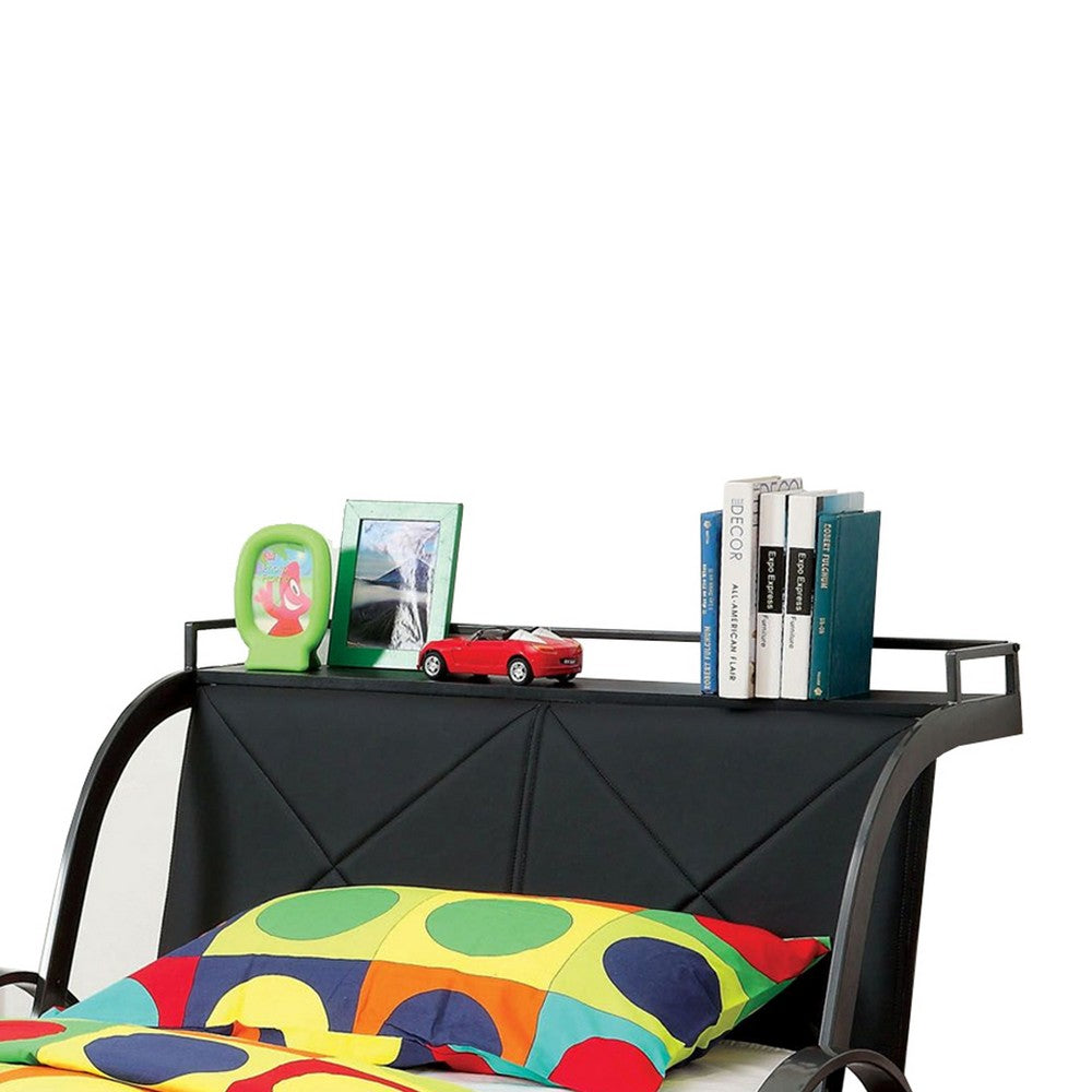 GT Racer Metal Twin size bed, Silver and Black - FOA-CM7946-BED