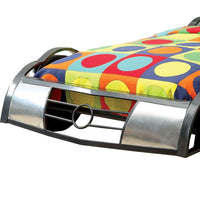 GT Racer Metal Twin size bed, Silver and Black - FOA-CM7946-BED