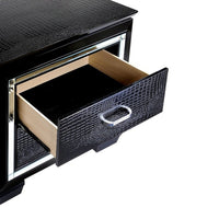 30 Inch Textured Nightstand, 2 Drawers, Mirror Trim, Black - FOA-CM7979BK-N