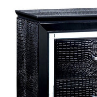 30 Inch Textured Nightstand, 2 Drawers, Mirror Trim, Black - FOA-CM7979BK-N