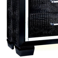 30 Inch Textured Nightstand, 2 Drawers, Mirror Trim, Black - FOA-CM7979BK-N