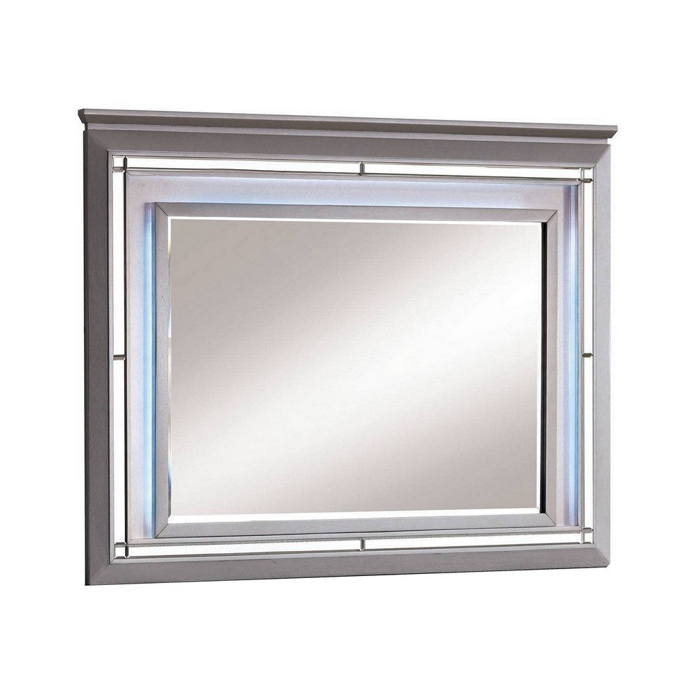 Bellanova Contemporary Style Mirror , Silver - FOA-CM7979SV-M