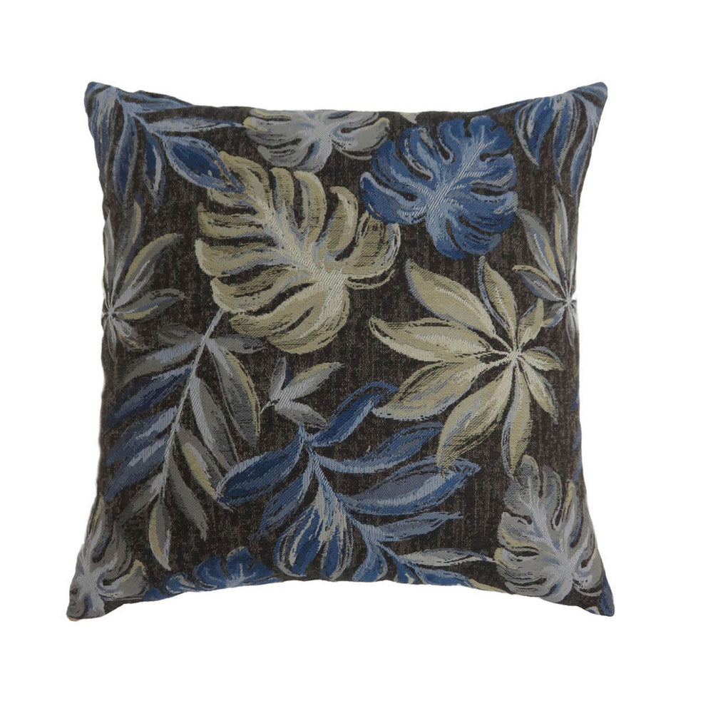 Contemporary Style Leaf Designed Set of 2 Throw Pillows, Navy Blue -PL6027NV-S-2PK By Casagear Home