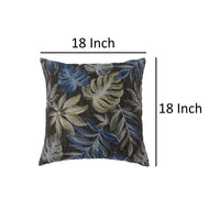 Contemporary Style Leaf Designed Set of 2 Throw Pillows, Navy Blue -PL6027NV-S-2PK By Casagear Home