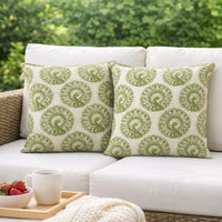 FIFI Contemporary Big Pillow With pattern Fabric, Green Finish, Set of 2 - FOA-PL677GR-L-2PK