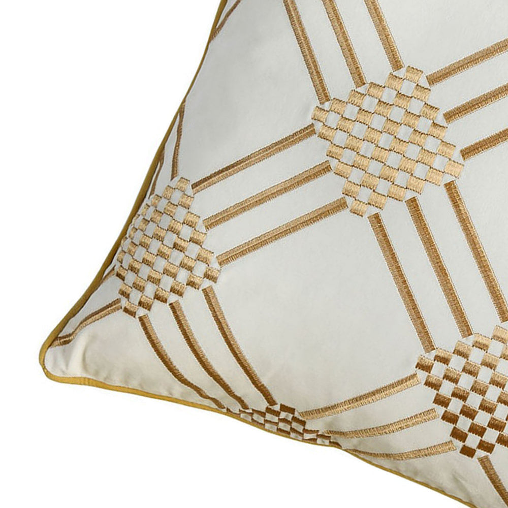 Contemporary Style Set of 2 Throw Pillows With Diamond Patterns, Ivory, Yellow By Casagear Home