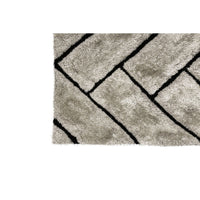 3D Zig Zag Patterned Polyester Area Rug With Jute Mesh Backing, Gray
 and Black - FOA-RG5195