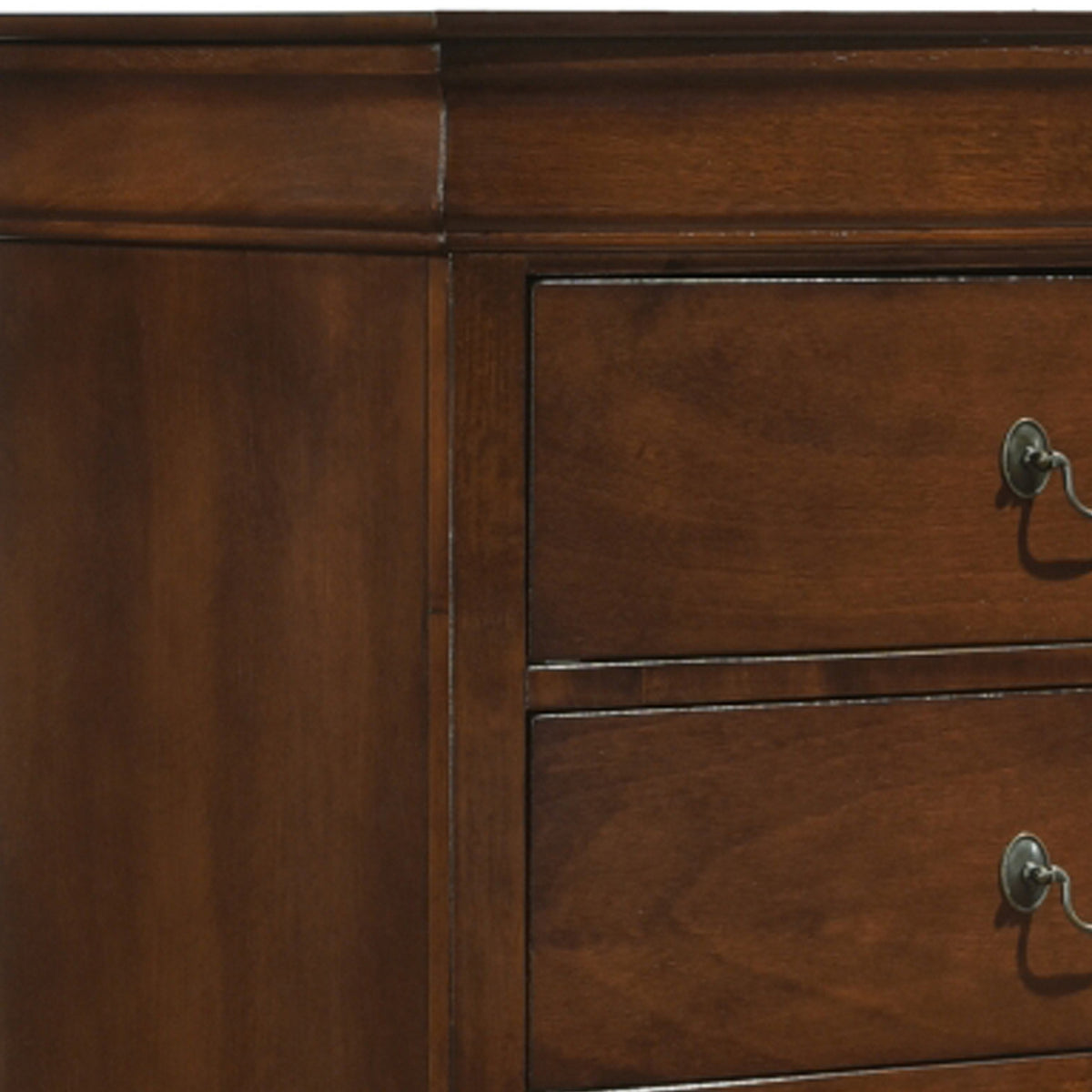 5 Drawer Wooden Chest with Metal Hardware, Cherry Brown - BM181935