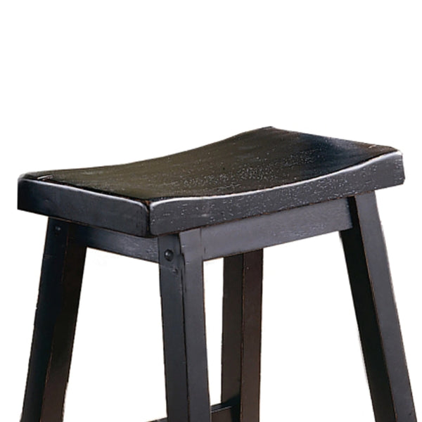 Wooden 24" Counter Height Stool with Saddle Seat, Black, Set of 2 - BM175976