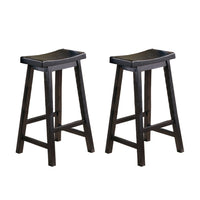 Wooden 29" Counter Height Stool with Saddle Seat, Black, Set Of 2 - BM175977