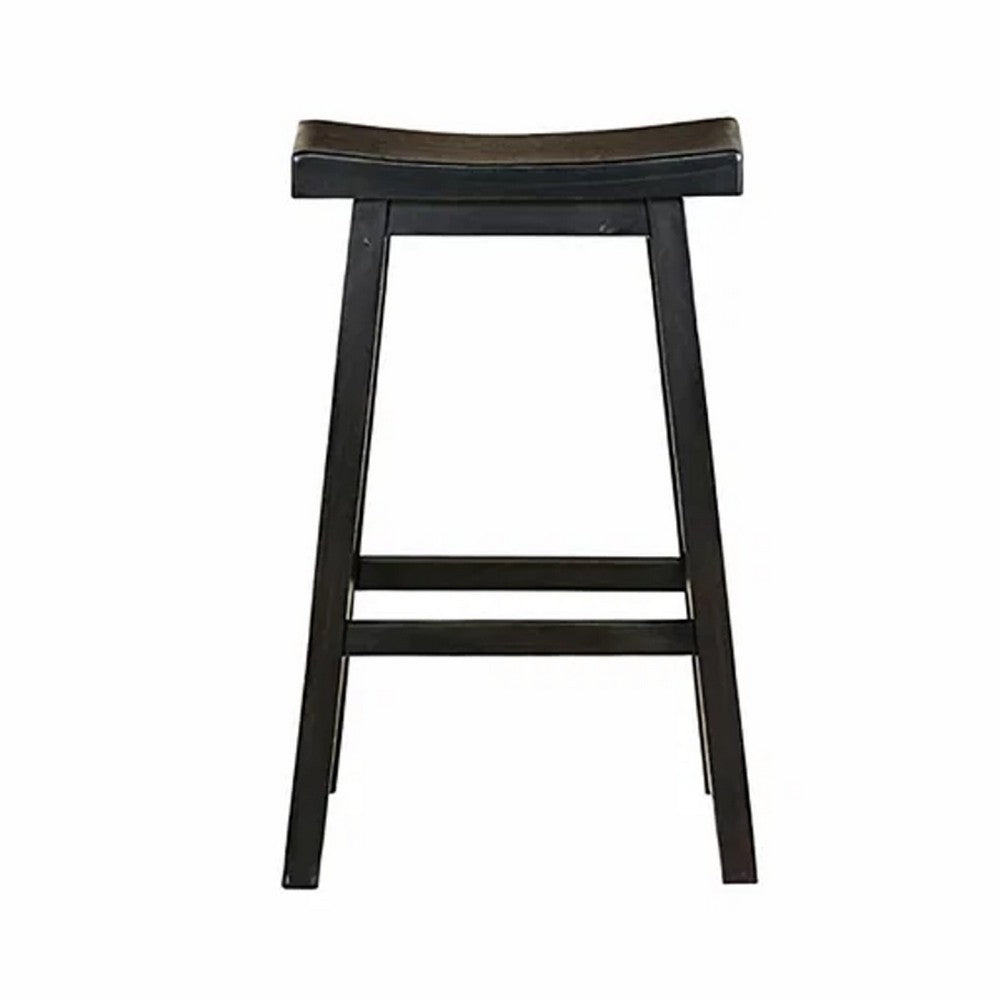 Wooden 29" Counter Height Stool with Saddle Seat, Black, Set Of 2 - BM175977