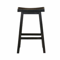 Wooden 29" Counter Height Stool with Saddle Seat, Black, Set Of 2 - BM175977