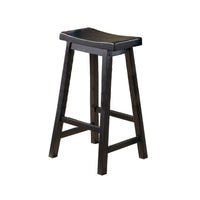Wooden 29" Counter Height Stool with Saddle Seat, Black, Set Of 2 - BM175977