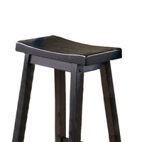 Wooden 29" Counter Height Stool with Saddle Seat, Black, Set Of 2 - BM175977