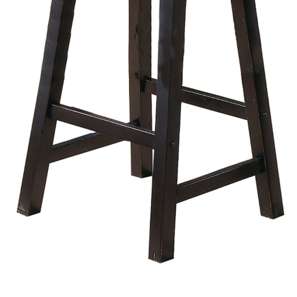 Wooden 29" Counter Height Stool with Saddle Seat, Black, Set Of 2 - BM175977