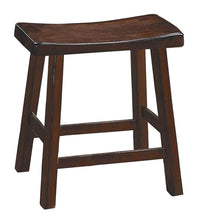 Wooden 18" Counter Height Stool with Saddle Seat, Distressed Cherry, Set Of 2 -BM175979