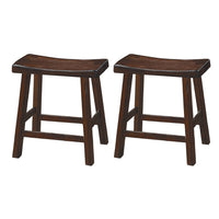 Wooden 18" Counter Height Stool with Saddle Seat, Distressed Cherry, Set Of 2 -BM175979