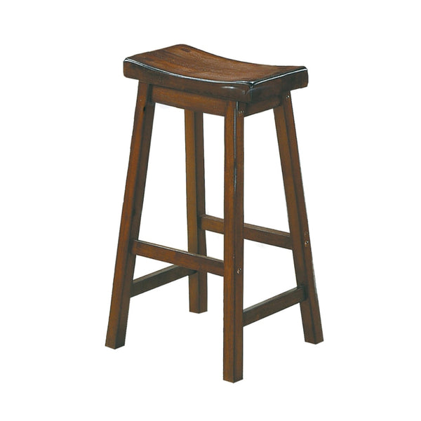 Wooden 29" Counter Height Stool with Saddle Seat, Distressed Cherry, Set Of 2 - BM175981