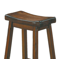 Wooden 29" Counter Height Stool with Saddle Seat, Distressed Cherry, Set Of 2 - BM175981