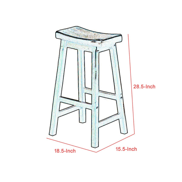 Wooden 29" Counter Height Stool with Saddle Seat, Distressed Cherry, Set Of 2 - BM175981