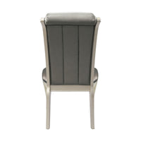 Side Chair With Crystal Button Tufted Back, Silver, Set of 2