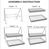Galvanized Metal 2 Tiered Rectangular Serving Tray, Gray - BM164574