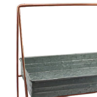Galvanized Metal 2 Tiered Rectangular Serving Tray, Gray - BM164574