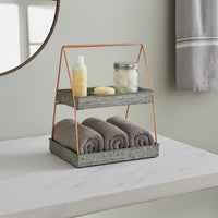 Galvanized Metal 2 Tiered Rectangular Serving Tray, Gray - BM164574