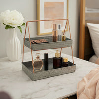 Galvanized Metal 2 Tiered Rectangular Serving Tray, Gray - BM164574