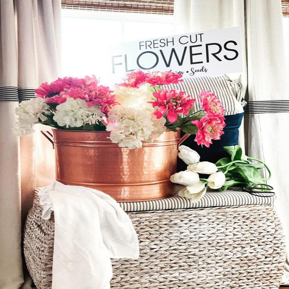 Hammered Pattern Galvanized Farmhouse Style Tub, Copper - BM164577