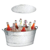 Lola 23 Inch Beverage Tub, Galvanized Antique Silver Steel, 2 Handles - BM166870