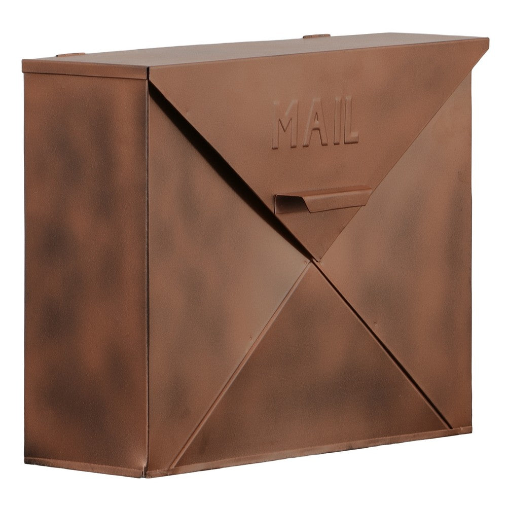 Envelope Shaped Wall Mount Metal Mail Box, Copper - BM15926