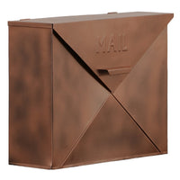 Envelope Shaped Wall Mount Metal Mail Box, Copper - BM15926