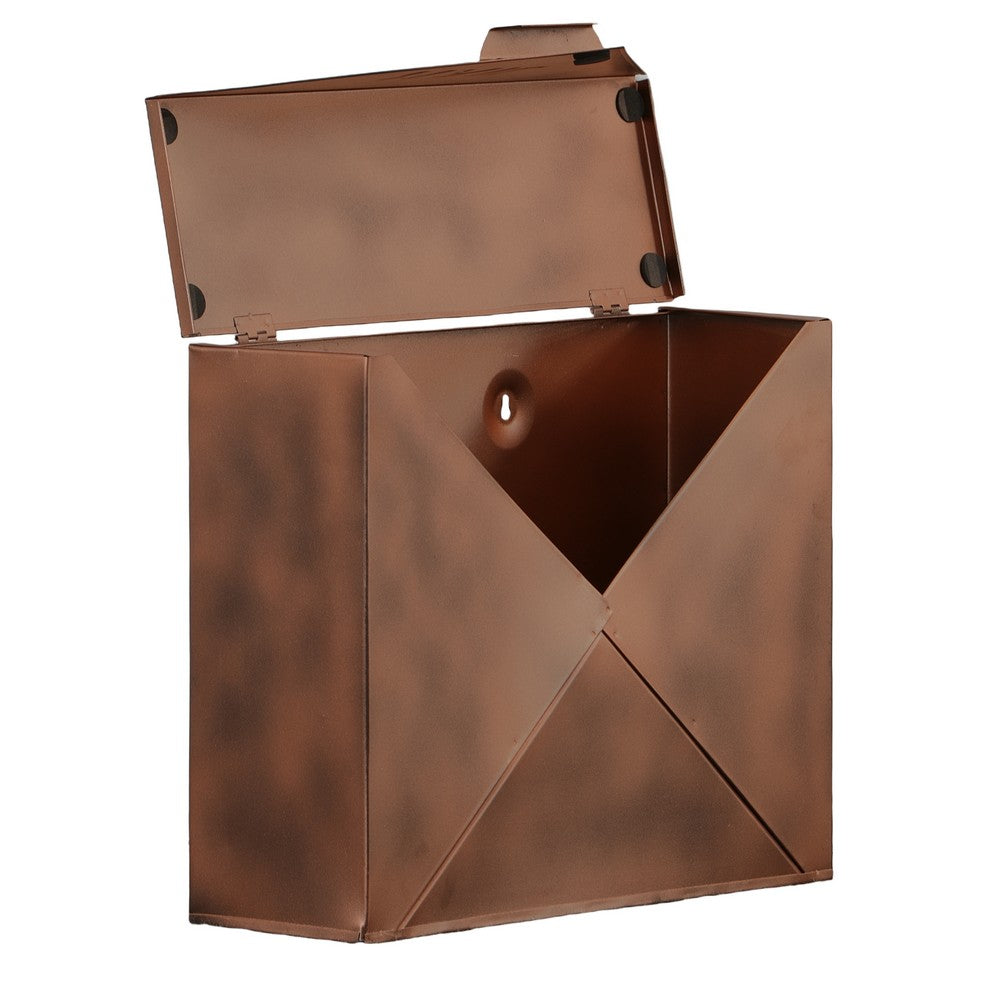 Envelope Shaped Wall Mount Metal Mail Box, Copper - BM15926