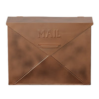 Envelope Shaped Wall Mount Metal Mail Box, Copper - BM15926