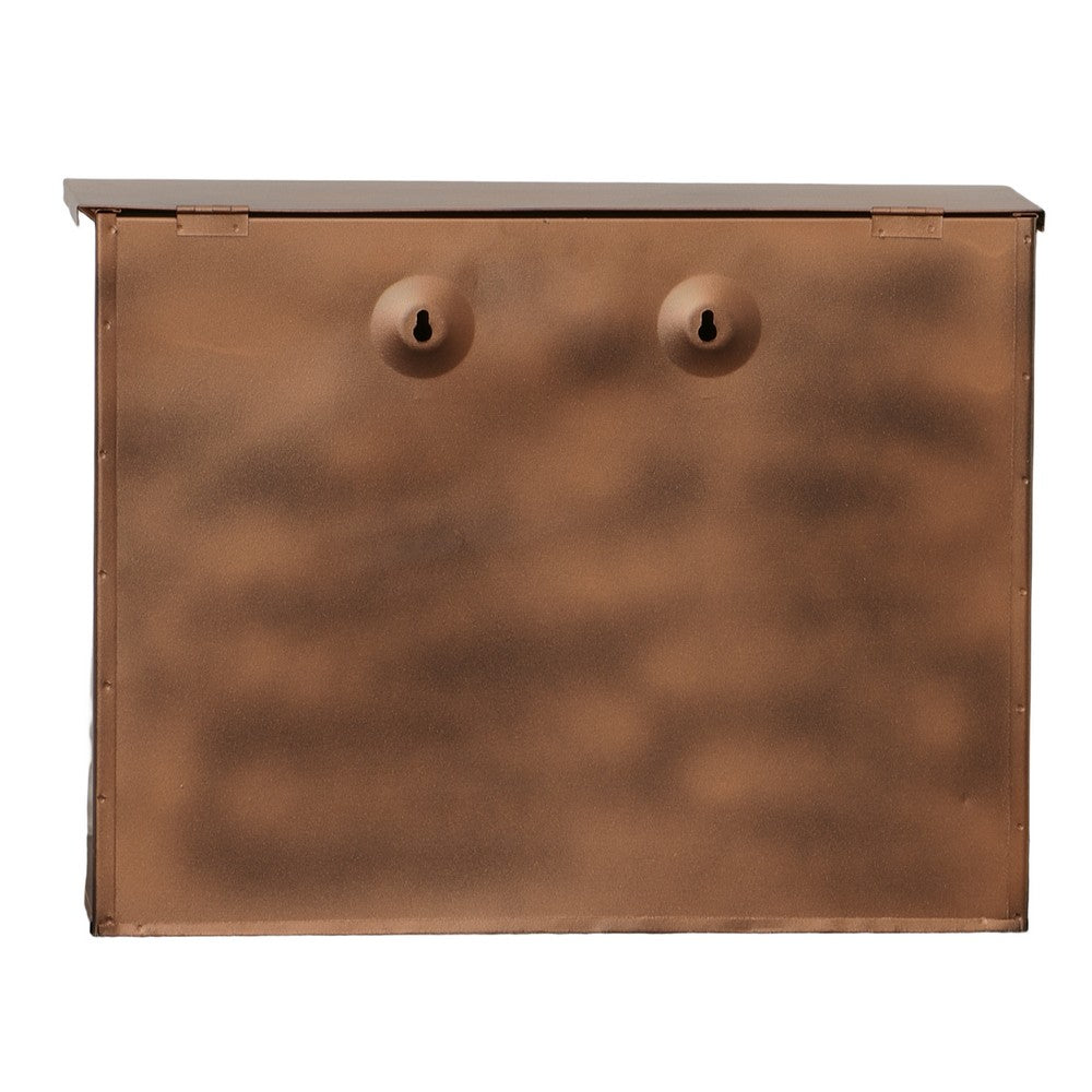Envelope Shaped Wall Mount Metal Mail Box, Copper - BM15926