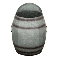 Barrel Drum Shape Storage Table with Removable Lid, Rustic Brown and Gray Metal - BM82436