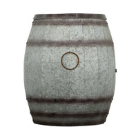 Barrel Drum Shape Storage Table with Removable Lid, Rustic Brown and Gray Metal - BM82436