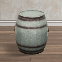 Barrel Drum Shape Storage Table with Removable Lid, Rustic Brown and Gray Metal - BM82436