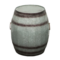 Barrel Drum Shape Storage Table with Removable Lid, Rustic Brown and Gray Metal - BM82436