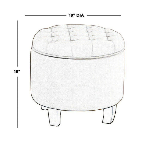 Button Tufted Velvet Upholstered Wooden Ottoman with Hidden Storage, Cream and Brown - BM194931